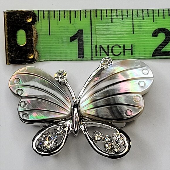 ABALONE tone Colored Butterfly Brooch - Picture 5 of 9